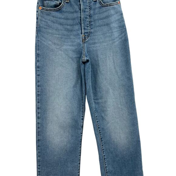 Levi's Ribcage Straight Jeans Full-Length Denim Medium Wash Blue Size 26 - Picture 6 of 15